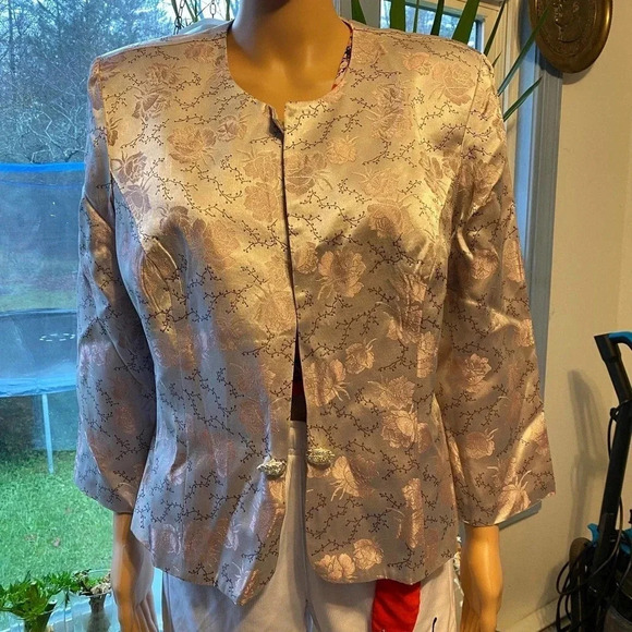R&M Richards Beautiful Elegant Flowers Printed Jacket Women Size 12 - Picture 1 of 5